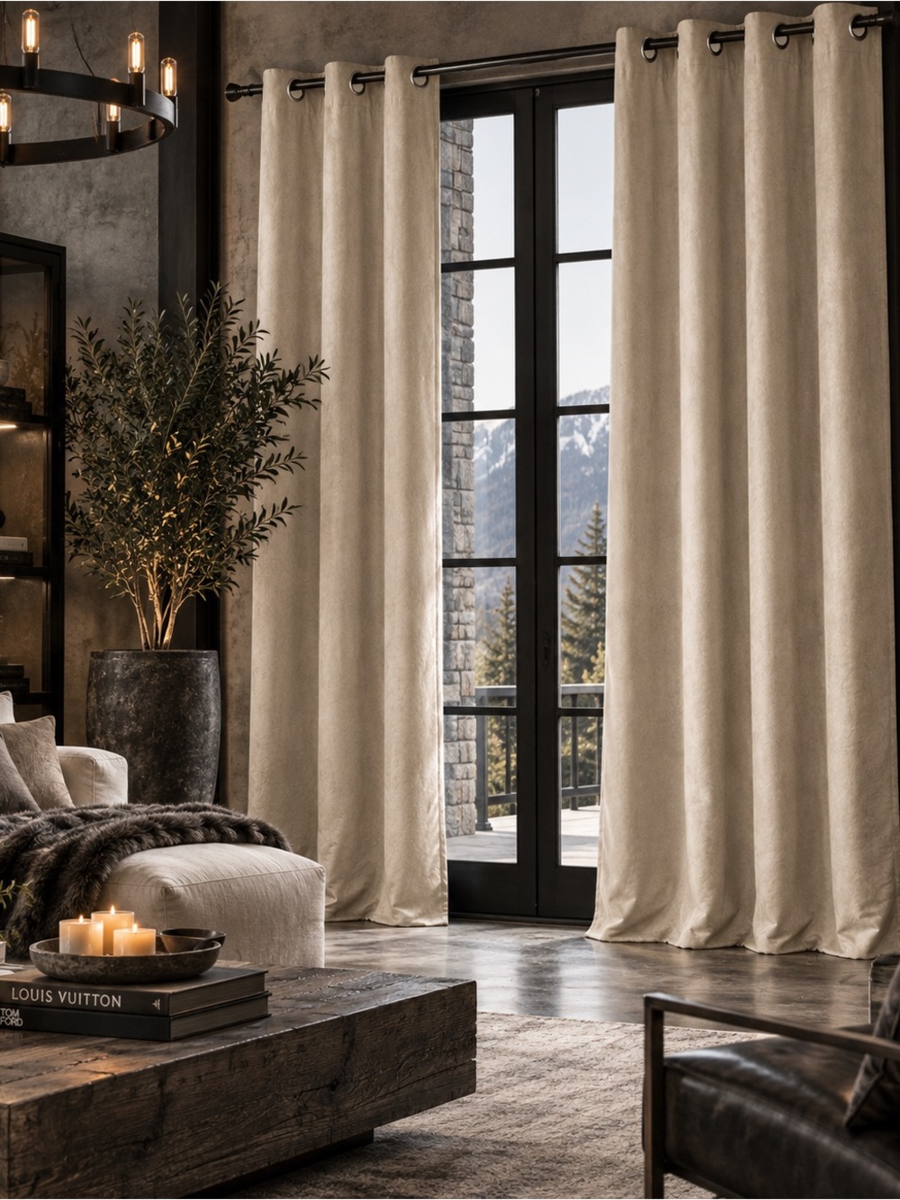 Cream Faux Suede Grommet Curtain Panels – Set of 2